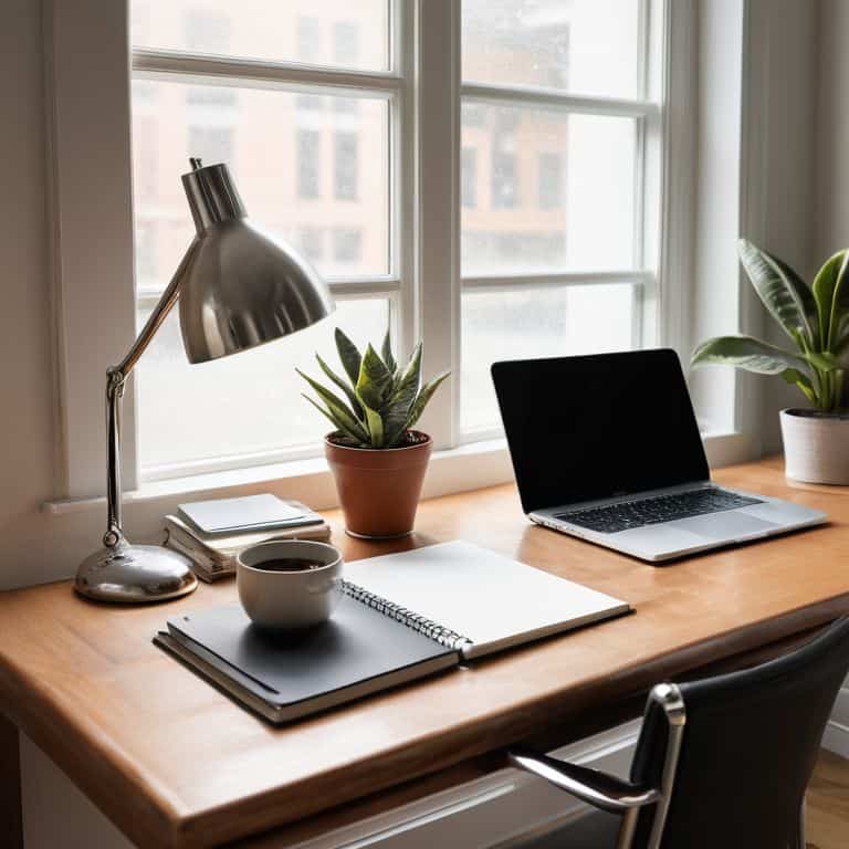 Organized workspace with clean desk area